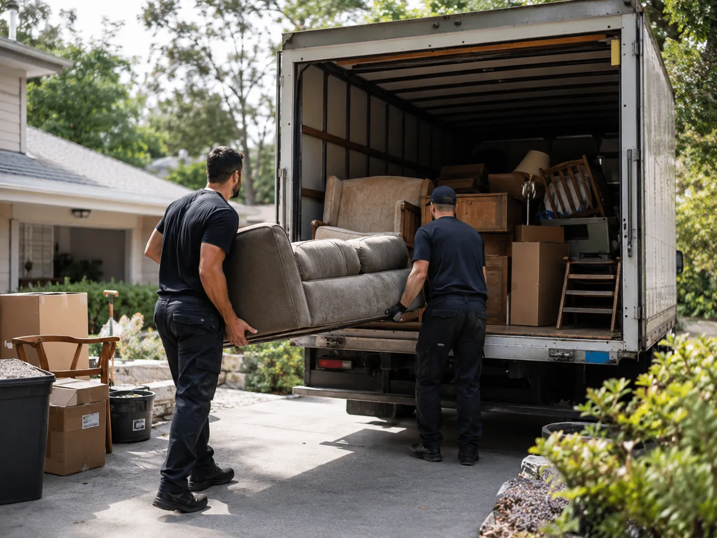 Local junk removal providers loading furniture for removal in Knoxville, TN